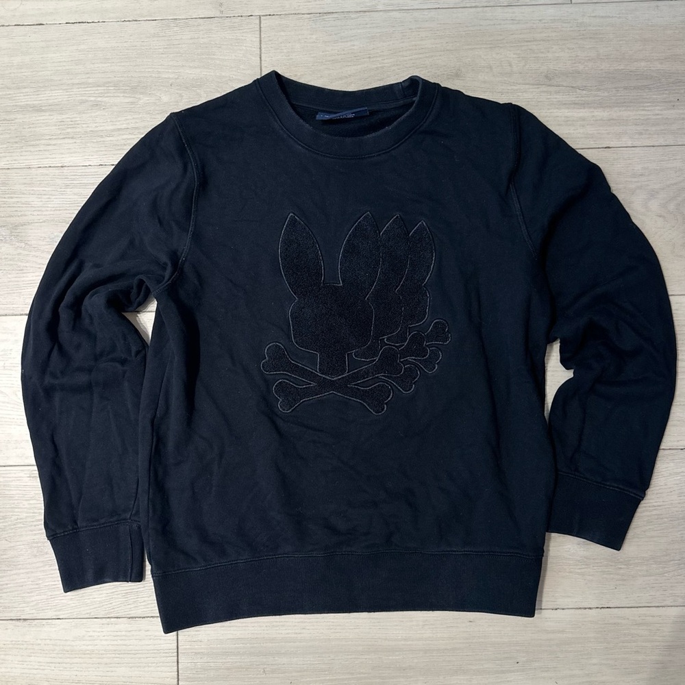 Psycho Bunny Black Crewneck Sweatshirt Size MW/SM